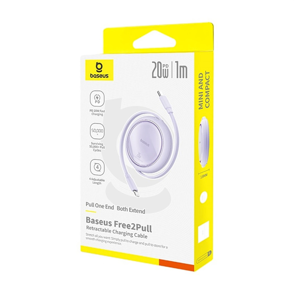 Baseus USB-C Till Lightning 20W 1m Kabel Free2Pull Lila