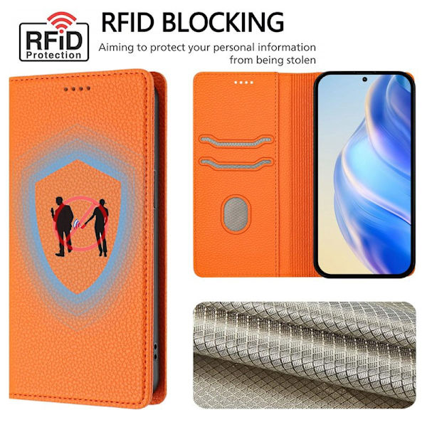 Plånboksfodral för Samsung Galaxy S26 Plus RFID Blocking Konstläder - Orange