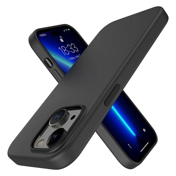 iPhone 14 Plus Etui Flydende Silikone - Sort Black