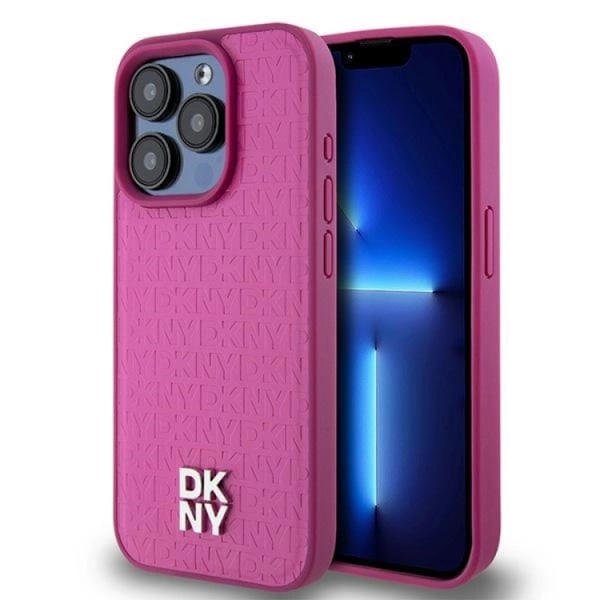 DKNY iPhone 15 Pro Mobilskal Magsafe Läder Pattern Metal Logo