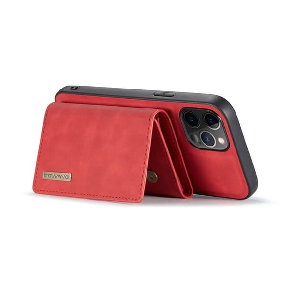 DG.MING M1 Series Plånboksfodral Konstläder TPU för iPhone 13 Pro - Röd