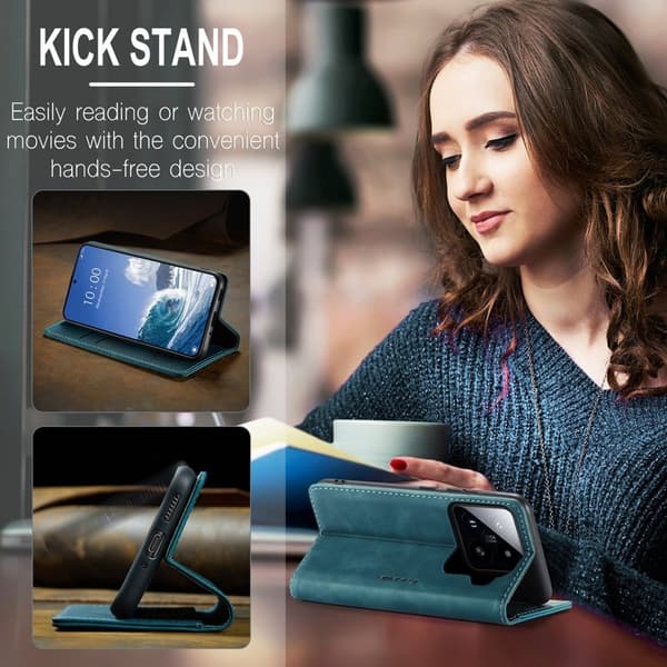 CASEME 013 Plånboksfodral för Xiaomi 15 - KonstLäder - Blå