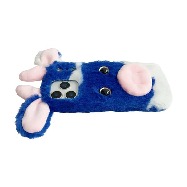 Mobilskal till iPhone 17 Pro Max Fluffy Cute Cow Plush TPU - Blå Blå