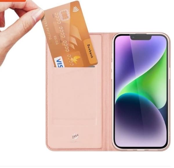DUX DUCIS Skin Pro iPhone 15 Plus Plånboksfodral PU Läder - Rosa
