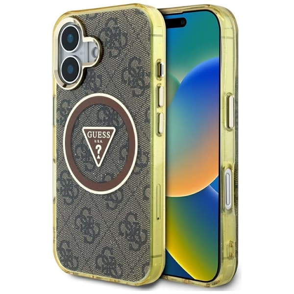 Guess Mobilskal till iPhone 16 Magsafe Glitter - Brun Brun