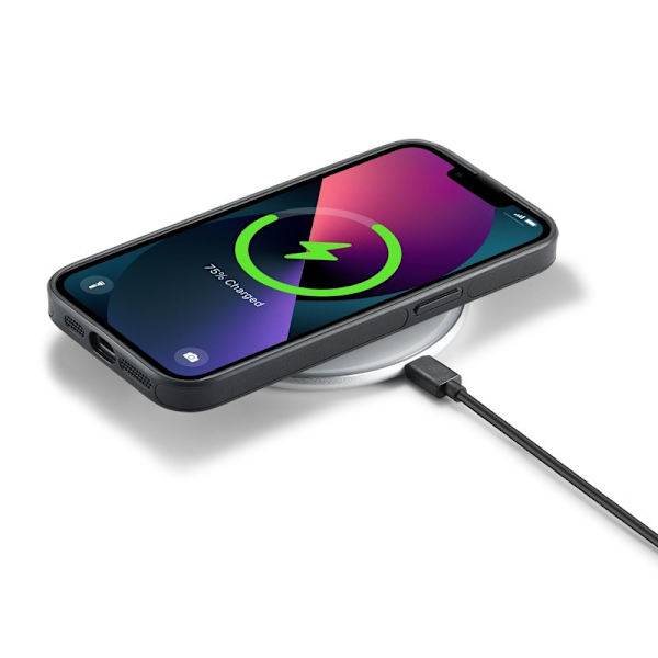 DG.MING Mobilskal till iPhone 14 Scratch-Proof Läder Svart