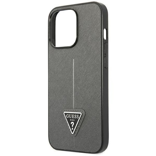 GUESS iPhone 14 Pro Skal Saffiano Triangle Logo - Silver Silver