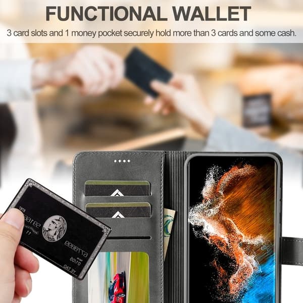LC.IMEEKE Samsung Galaxy S23+ Plånboksfodral Konstläder - Grå