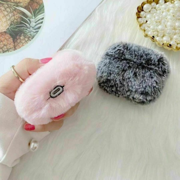 Fluffy Rabbit Cover til Apple Airpods 3 - Pink