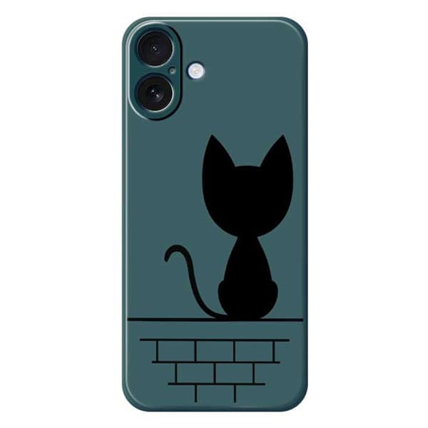 Mobilskal till iPhone 17 Black Cat on the Wall - Grön Beige