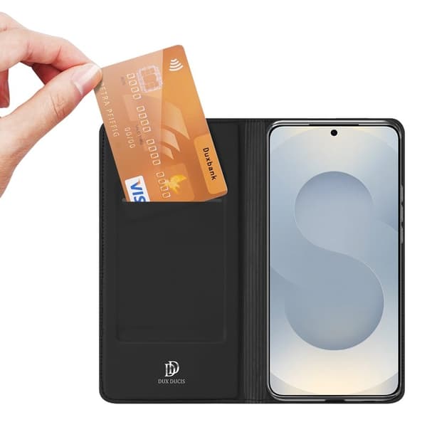 DUX DUCIS Mobilskal till Samsung Galaxy S26 Plus Äkta Läder Ställ- Svart