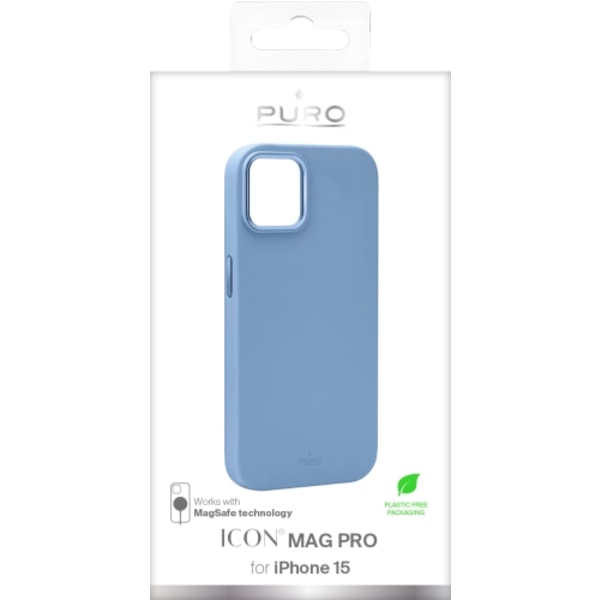 Puro iPhone 15 Mobile Case Magsafe Silicone - Vaaleansininen