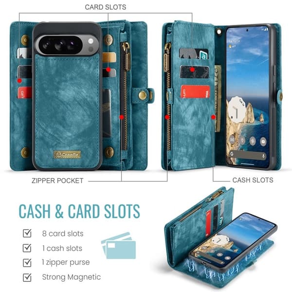 CASEME 008 Plånboksfodral till Google Pixel 10 Pro XL Konstläder - Blå