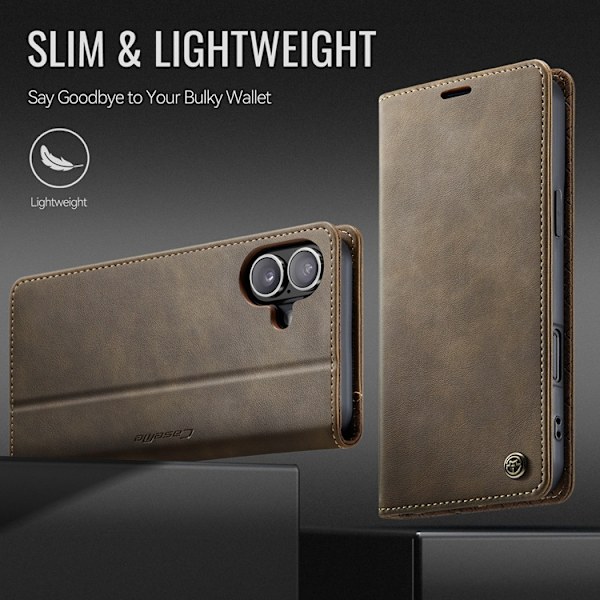 Caseme iPhone 17 Plånboksfodral RFID Blocking 033 Series - Kaffe Brun