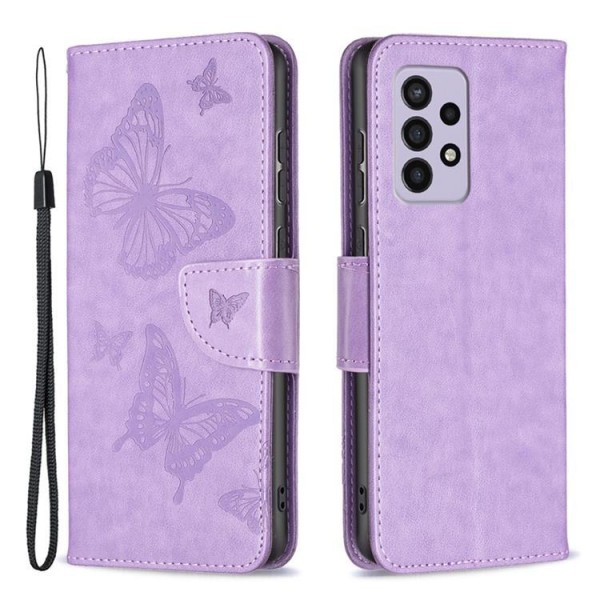 Butterfly Imprinted Wallet Case Galaxy A33 5G - Lilla