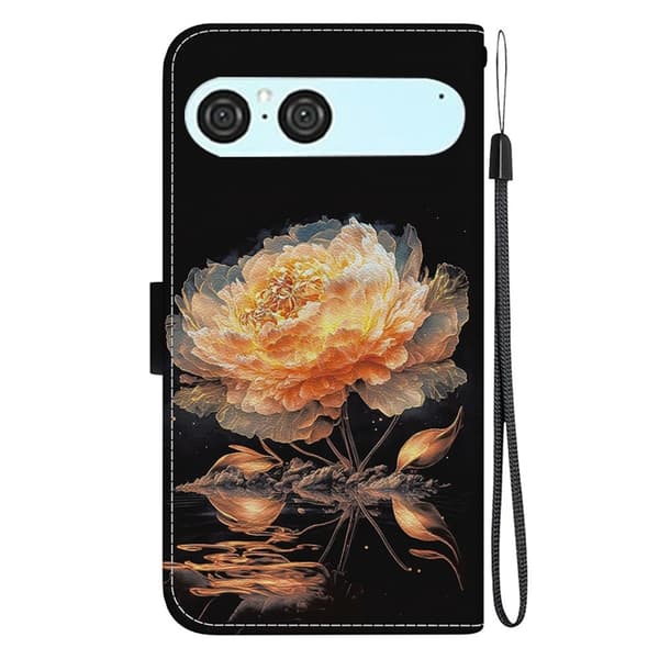 Sony Xperia 10 VII Konstläder Plånboksfodral Pattern Printing - Guld Peony Guld