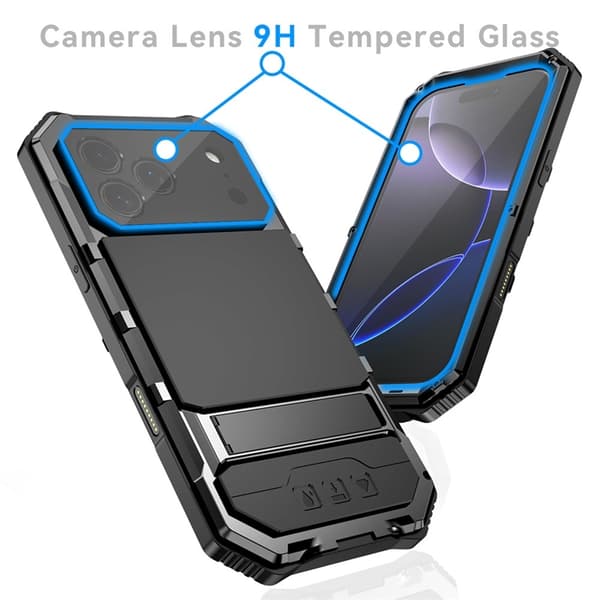 R-JUST Mobilskal till iPhone 17 Pro Max med Härdat Glas - Svart