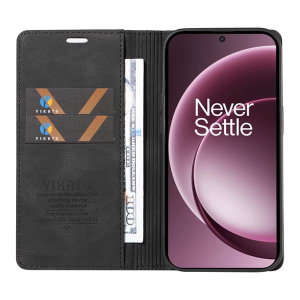 YIKATU OnePlus 15 5G Konstläder Plånboksfodral Skin-Touch Svart