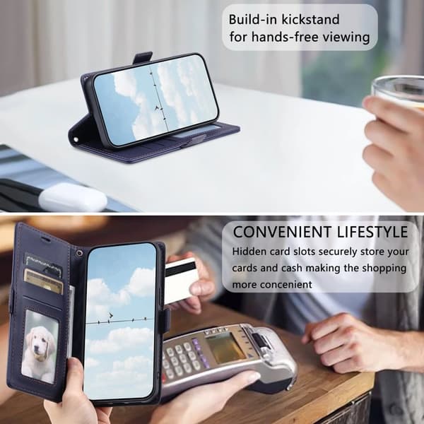 Samsung Galaxy S26/S26 Pro Plånboksfodral Konstläder Rhombus - Blå