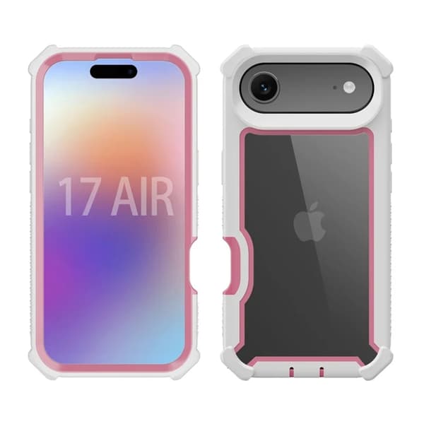 Mobilskal till iPhone 17 Air TPU + PC Shockproof -Vit/Rosa Rosa