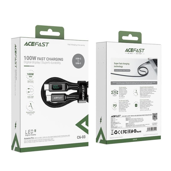 Acefast USB-C - USB-C 100 W 2m - musta