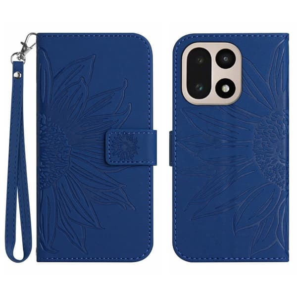 OnePlus 15 Plånboksfodral Sunflower Imprint Konstläder Blå