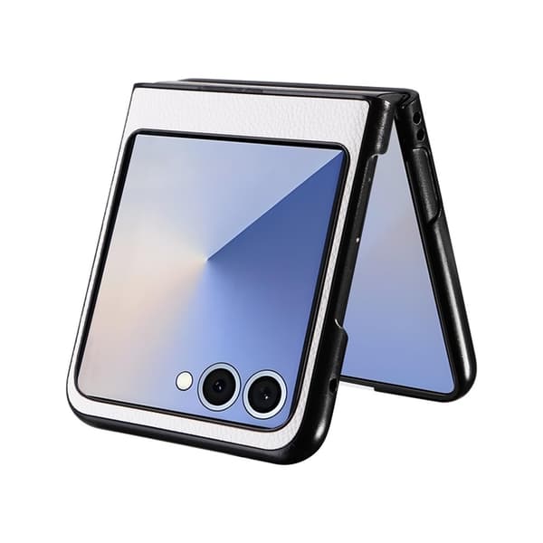 Mobilskal till Galaxy Z Flip7 Litchi Texture Läder - Vit Vit