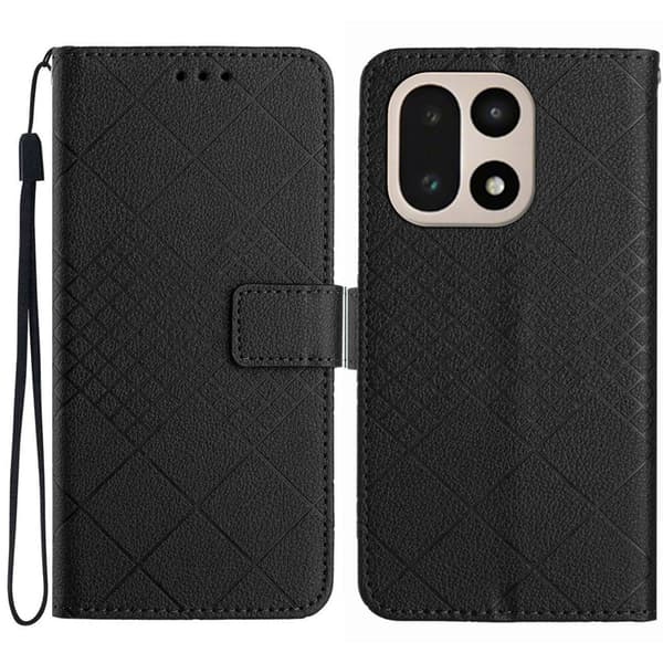 OnePlus 15 5G Plånboksfodral Imprint PU Folio Konstläder Svart