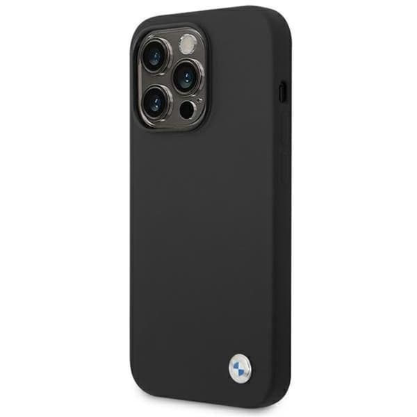 BMW iPhone 14 Pro Max Skal Silikon Metal Logo - Sort Black