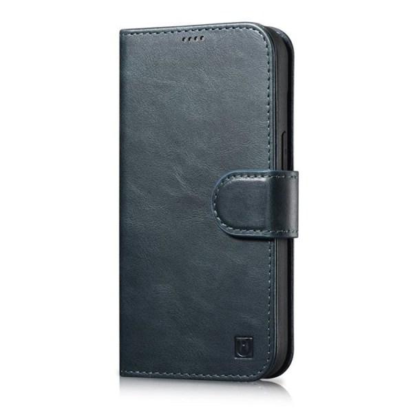 iCarer iPhone 14 Wallet Case 2in1 aitoa nahkaa RFID-esto - sininen