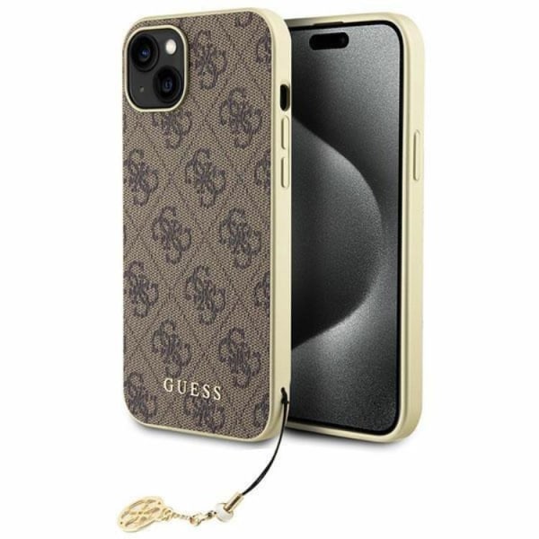 Guess iPhone 15 Mobilcover 4G Charm Collection - Brun
