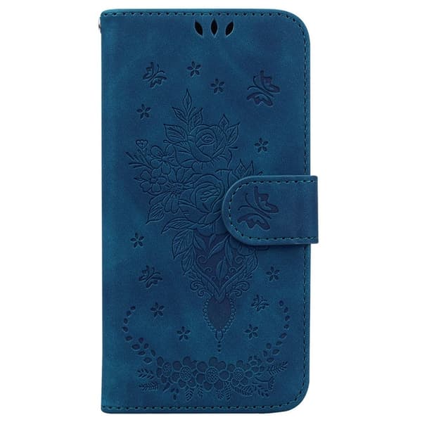 Sony Xperia 1 VII Konstläder Plånboksfodral Butterfly och Flower Pattern - Blå Blå