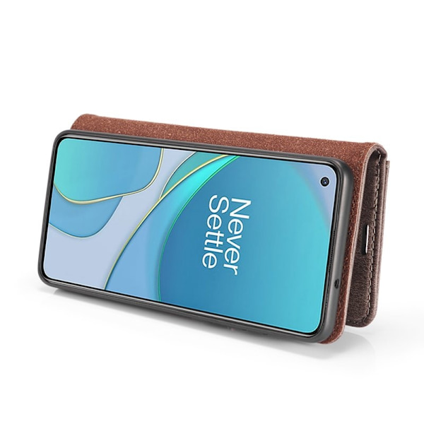 DG.MING OnePlus 8T Äkta Läder Plånboksfodral Grå