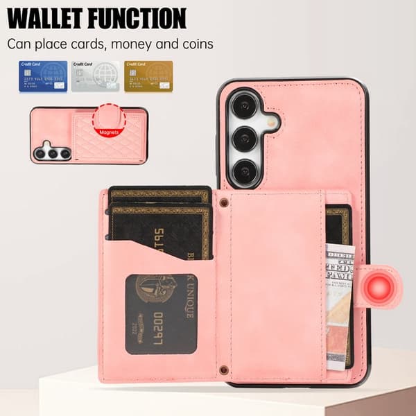 Mobilskal för Samsung Galaxy S26 Plus Kickstand TPU + PU - Roséguld
