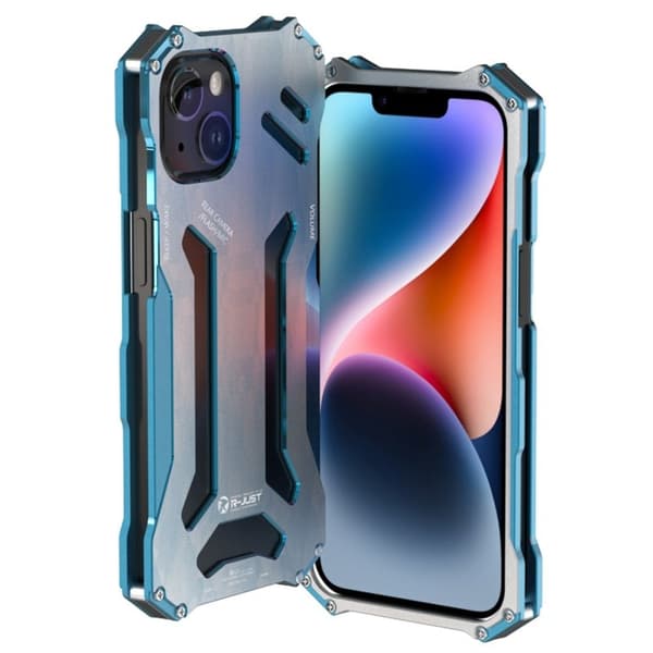R-JUST Mobilskal till iPhone 14 Plus Metall Anti-Fall Shockproof Blå