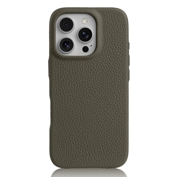 MELKCO Mobilskal till iPhone 16 Pro Magnetiskt Äkta Läder PC Grå