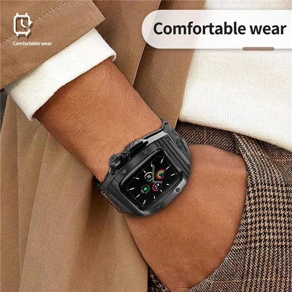 SHELLBOX Apple Watch 44mm SE Armband Silikon Metal - Svart