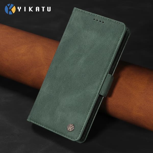 YIKATU OnePlus 15 5G Konstläder Plånboksfodral Skin-touch Feeling Grön