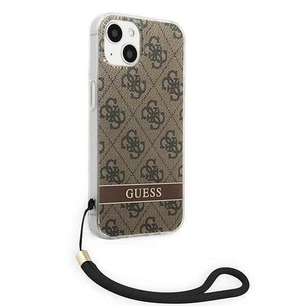 GUESS iPhone 14 Skal Print Strap - Brun