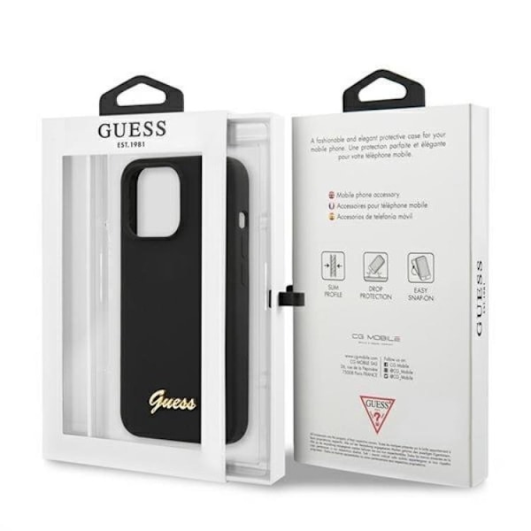 Guess iPhone 13 Pro Max Skal Magsafe Silicone Script Guld Logo - Svart Svart