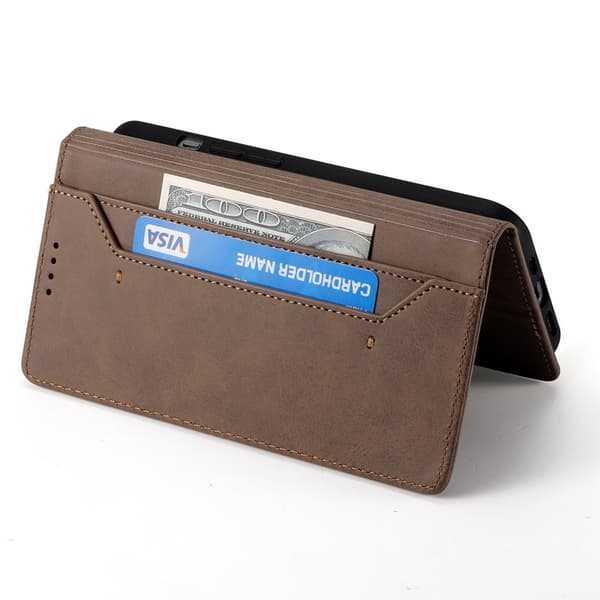 Samsung Galaxy S26+ Plånboksfodral RFID Skydd Konstläder - Brun