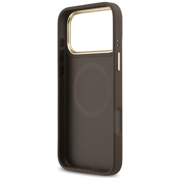 Guess Mobilskal till iPhone 17 Pro Magsafe Grained Strass Logo - Brun Brun