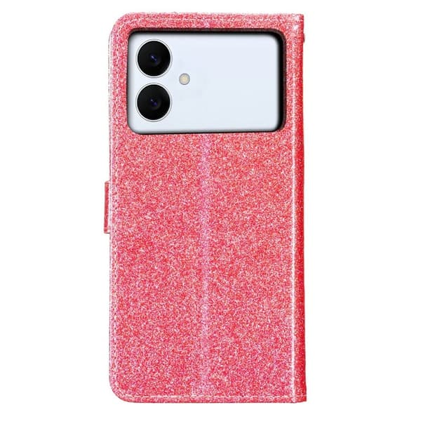 Samsung Galaxy S26 Edge Plånboksfodral Glitter Anti-Scratch Konstläder - Rosa