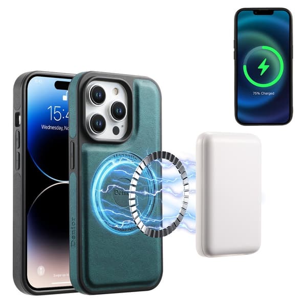 DENIOR A13 Mobilskal till iPhone 15 Pro Max PU Läder Coated PC - Grön