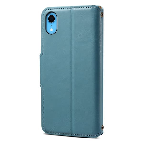 DENIOR iPhone XR Plånboksfodral Konstläder med Konstlädertextur - Blå