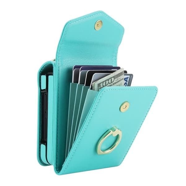 Galaxy Z Flip7 Plånboksfodral Litchi med Axelrem - Mintgrön Grön