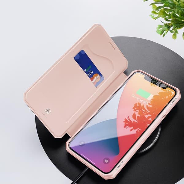 Dux Ducis Auto-absorbed Läder Plånboksfodral iPhone 12 Pro Max - Rose Gold Rosa