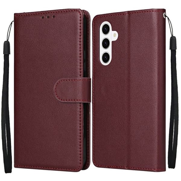 Samsung Galaxy S26 / S26 Pro Plånboksfodral Ställ Konstläder - Vinröd