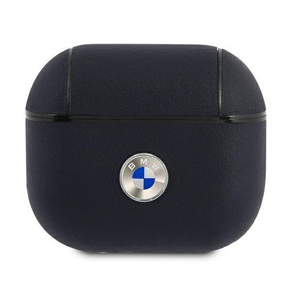 BMW Genuine Leather Silver Logo Cover Airpods 3 - Navy Blue