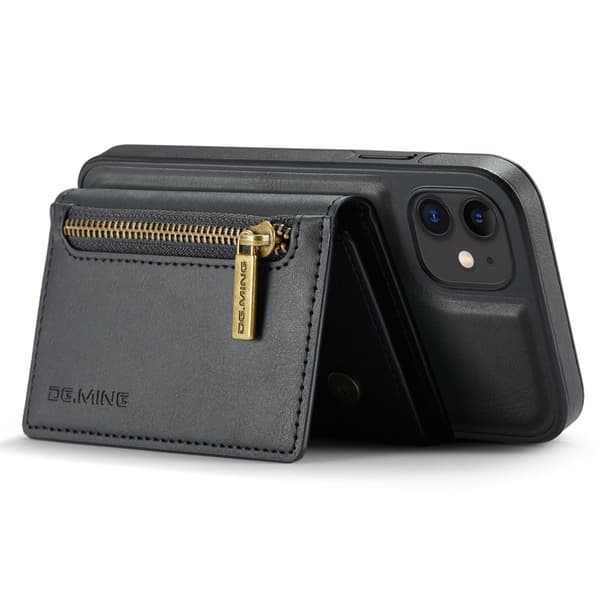 DG.MING M5 Plånboksfodral iPhone 11 med kortfack och dragkedja - Svart